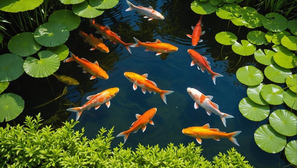 colorful koi pond fish