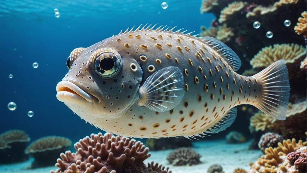 inflated puffer fish swimming